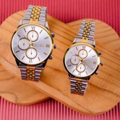 ست ساعت زنانه و مردانه مارک سیتیزن بنداستیل دورنگ طلایی