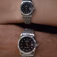 ست ساعت رولکس بنداستیل نقره‌ای صفحه مشکی