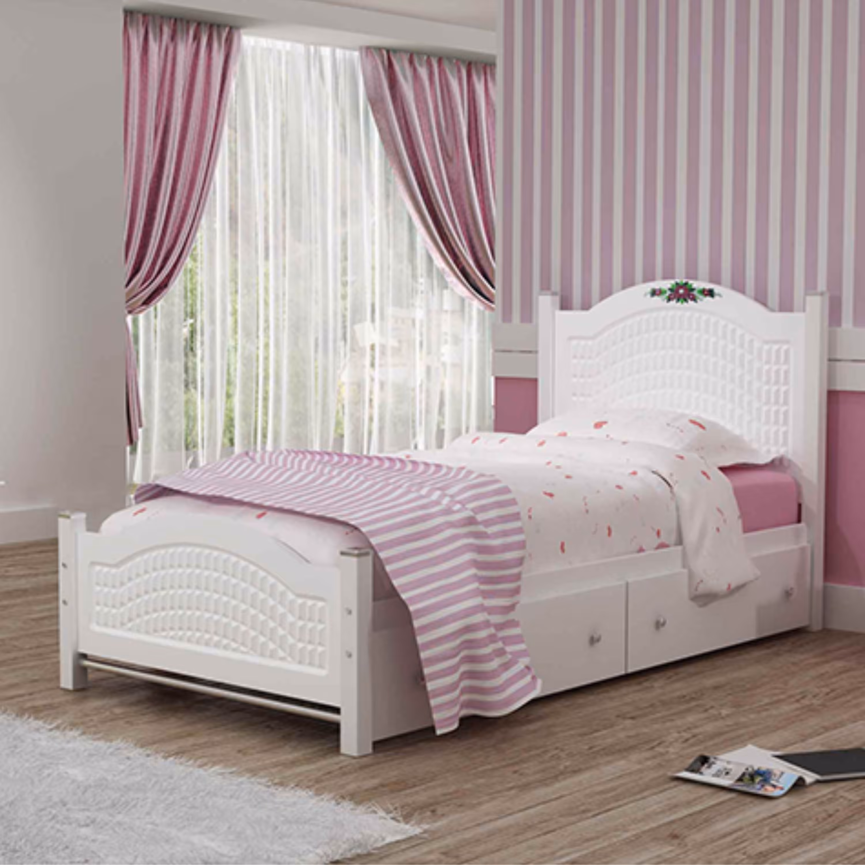 تخت خواب یک نفره مدل روما باکشو بدون تشک (پرداخت کرایه پس از تحویل)