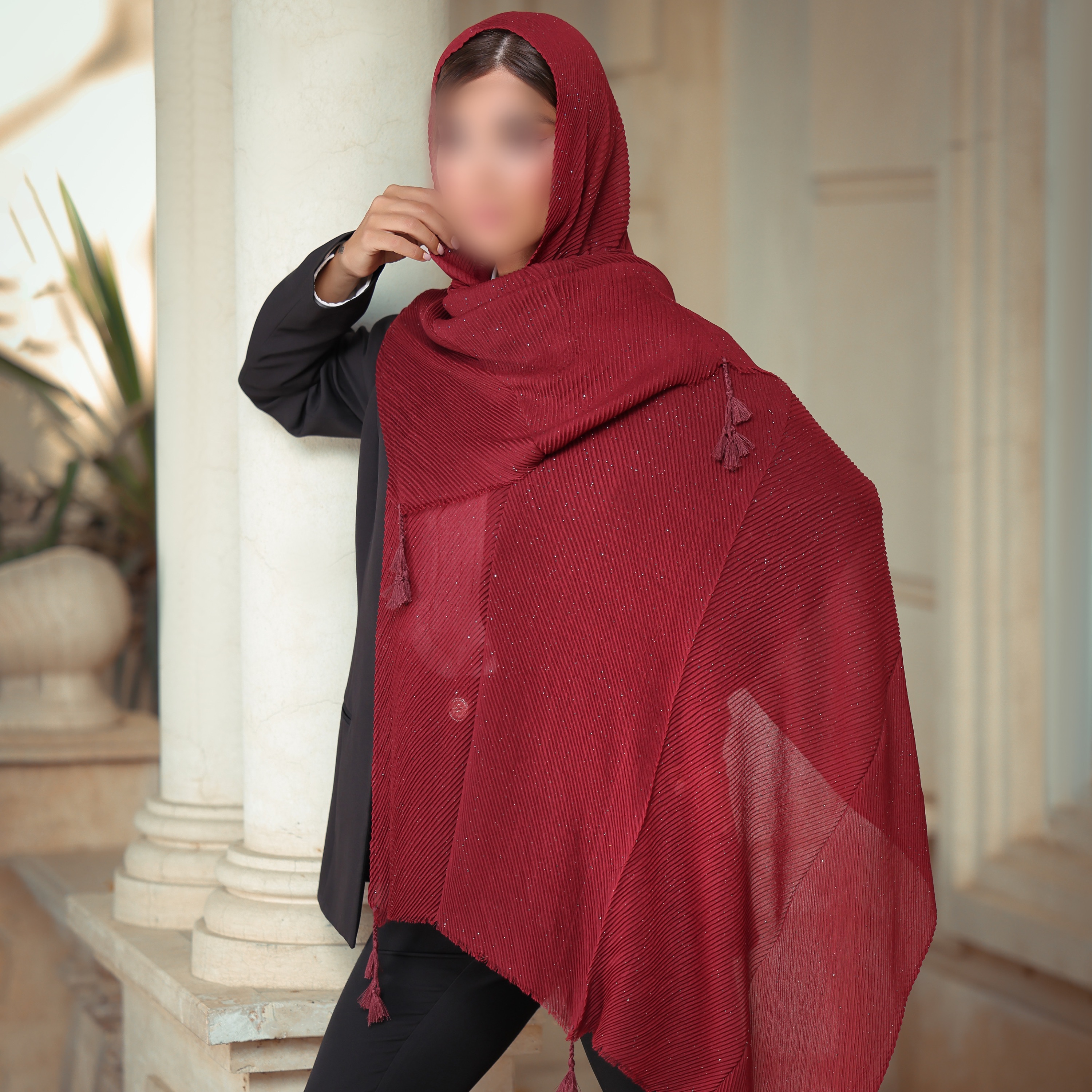 شال نخی پلیسه شاین دار 2