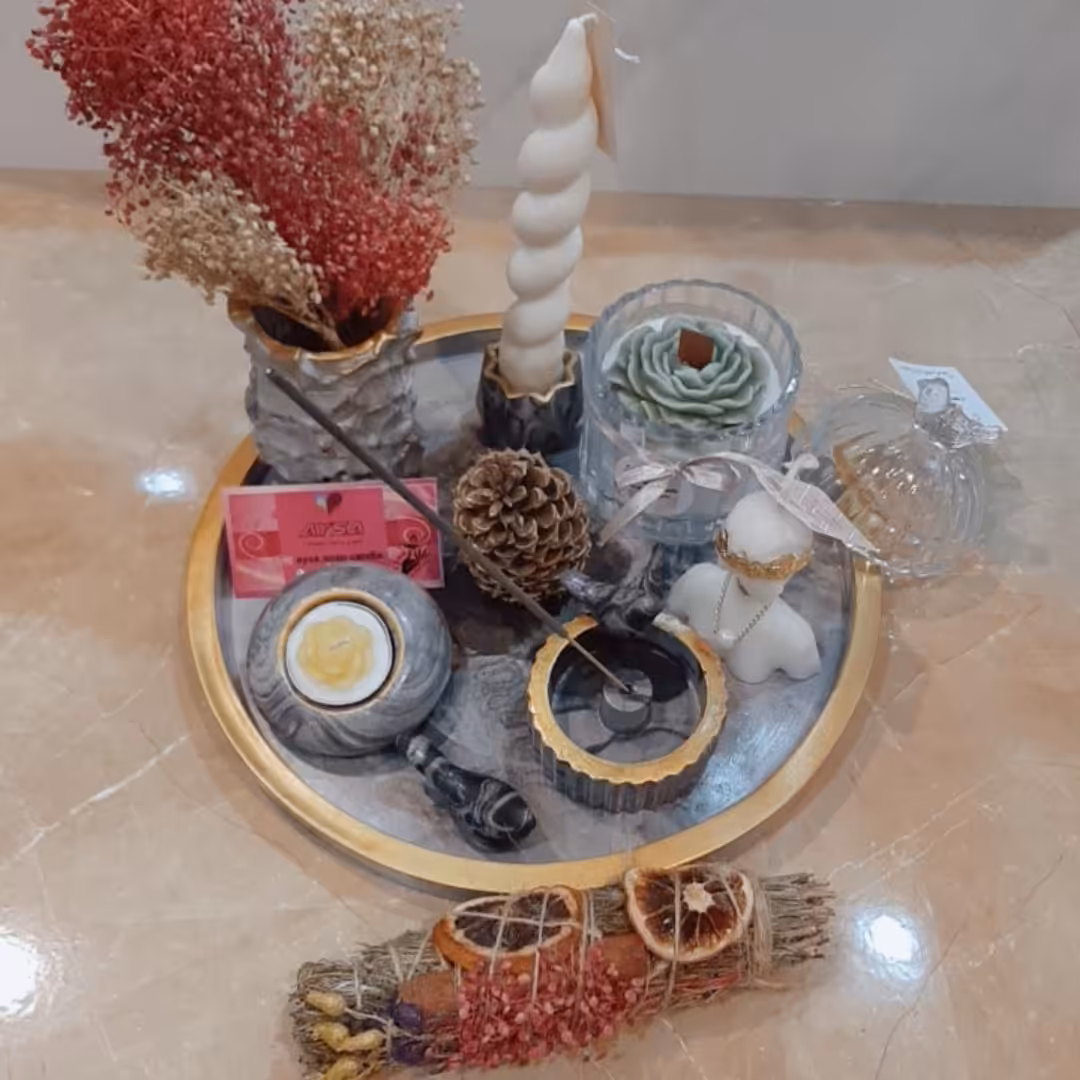 ست شمع و سینی بتنی 