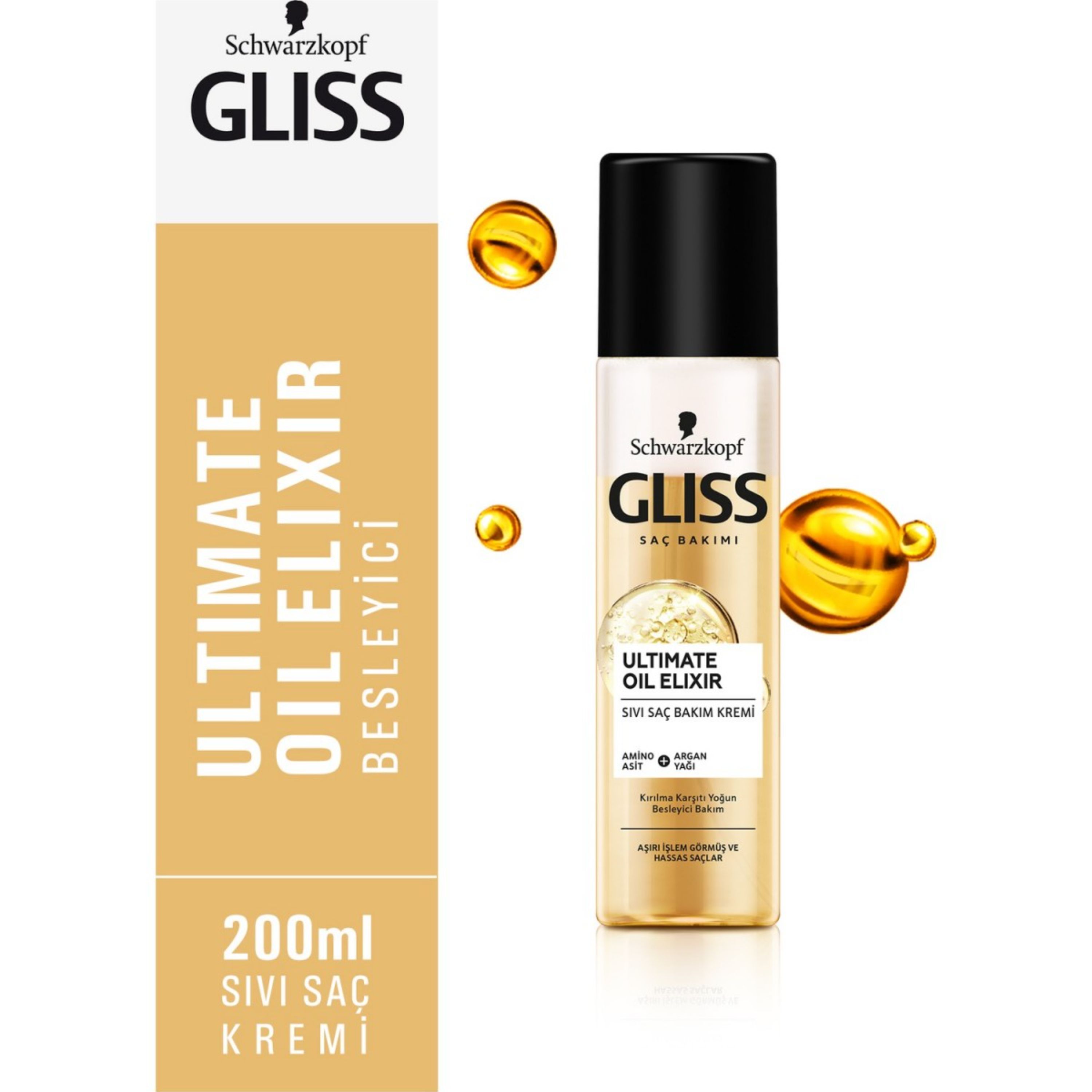 اسپری دوفاز نرم کننده مو گلیس مدل Ultimate Oil Elixir حجم 200 میلی لیتر