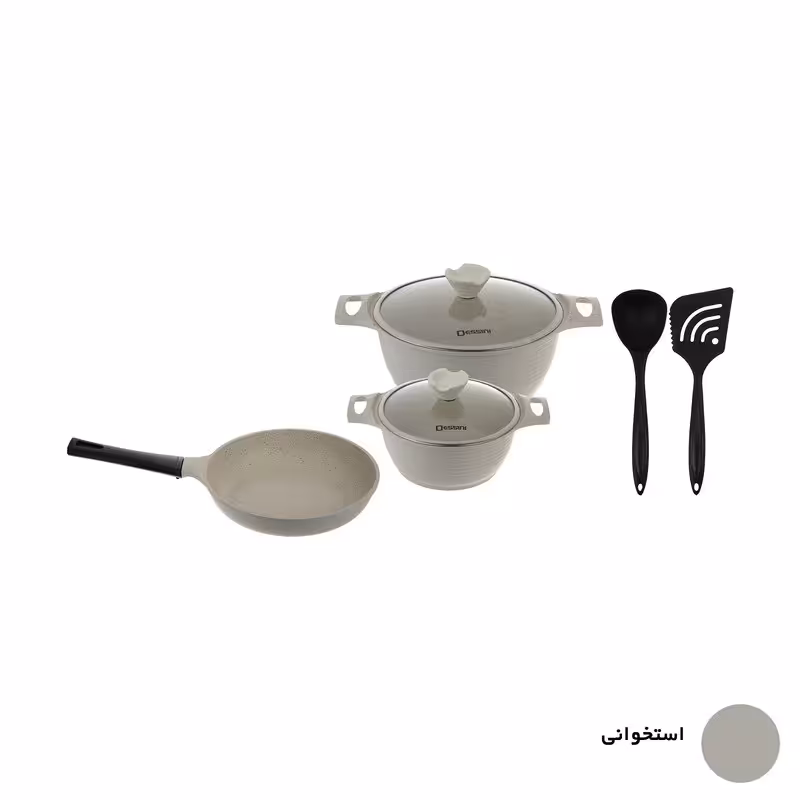 سرویس پخت و پز 7 پارچه دسینی مدل Veneto (بژ- مشکی)