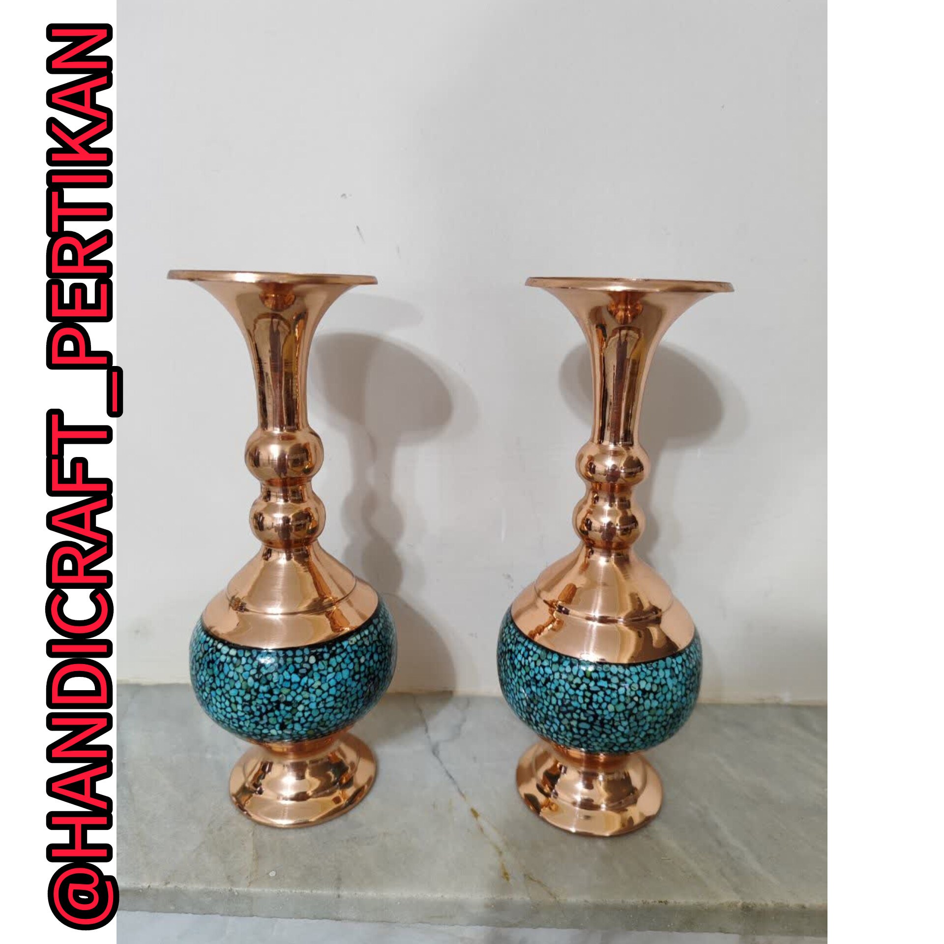 گلدان دوگوی فیروزه کوبی