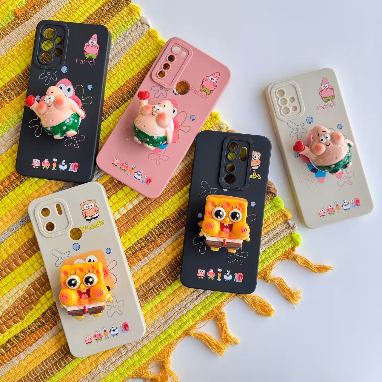 قاب گوشی پاتریک و باب اسفنجی پاپسوکت دار مناسب گوشی سامسونگ و شیائومی