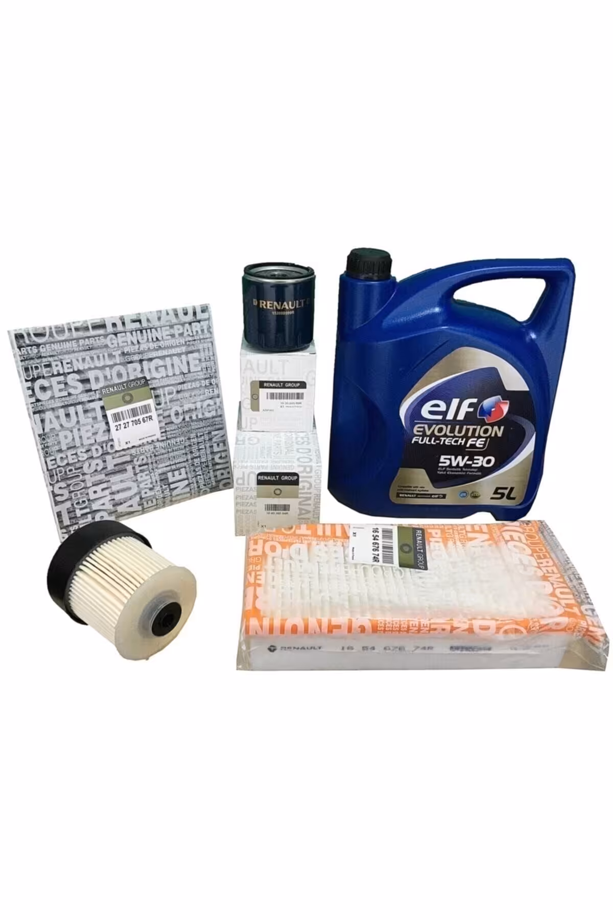 روغن و مکمل موتور EVOLUTION FULL TECH FE 5W 30 5 LT موتور CLIO 4 فیلتر تعمیر نگهداری سازگار 1.5 DCI Elf