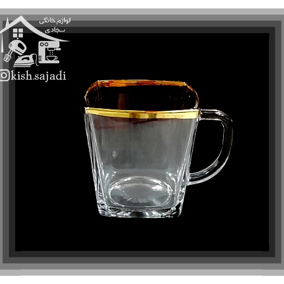 فنجان چهارگوش لب طلا