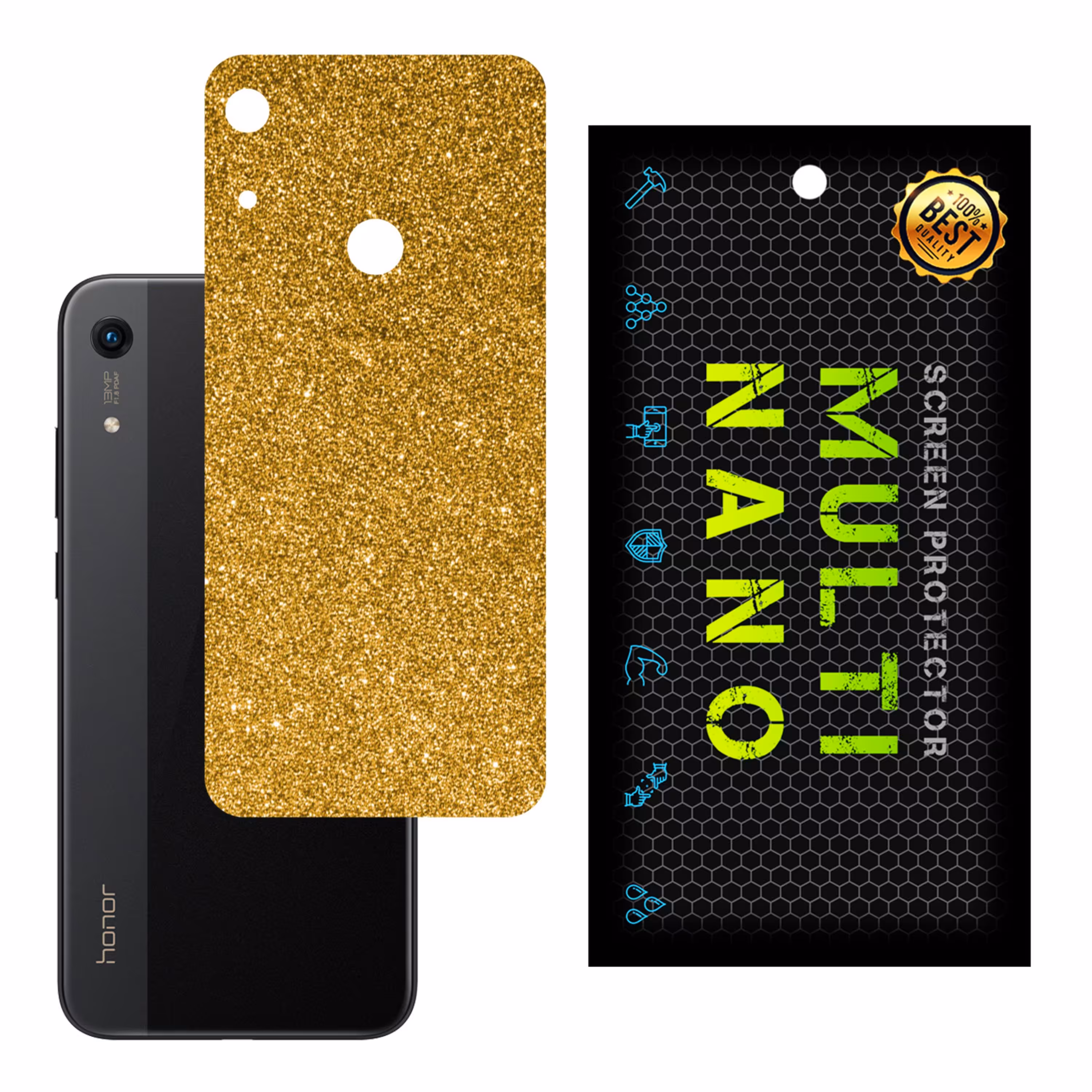 برچسب پوششی MultiNano مدل X-G1F-Gold برای پشت موبایل هوآوی Honor 8A Pro