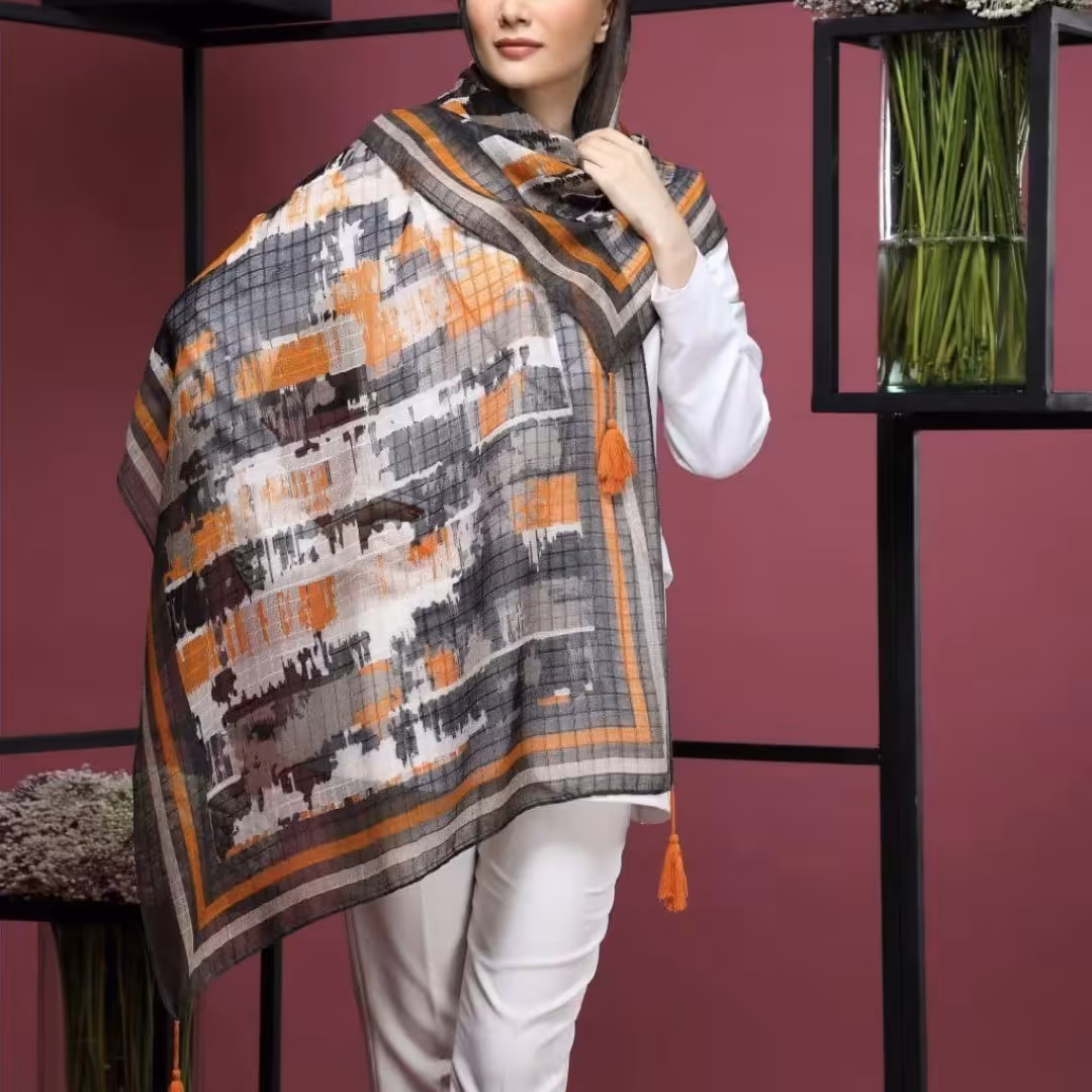 شال نخی منگوله دار تابستانه