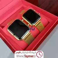 ساعت ست زنانه و مردانه دیجیتالی بند فلزی طلایی رنگ