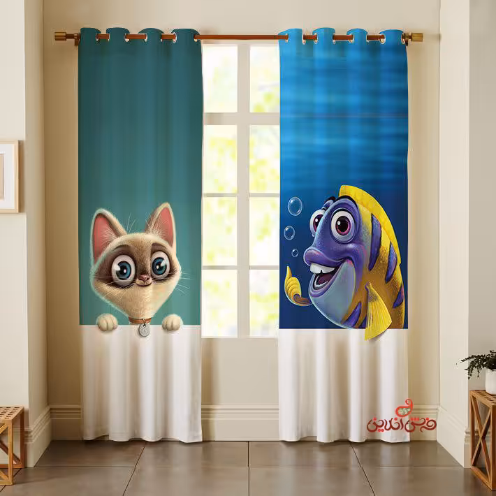 پرده 2عددی کودک طرح ماهی نمو کد 2161