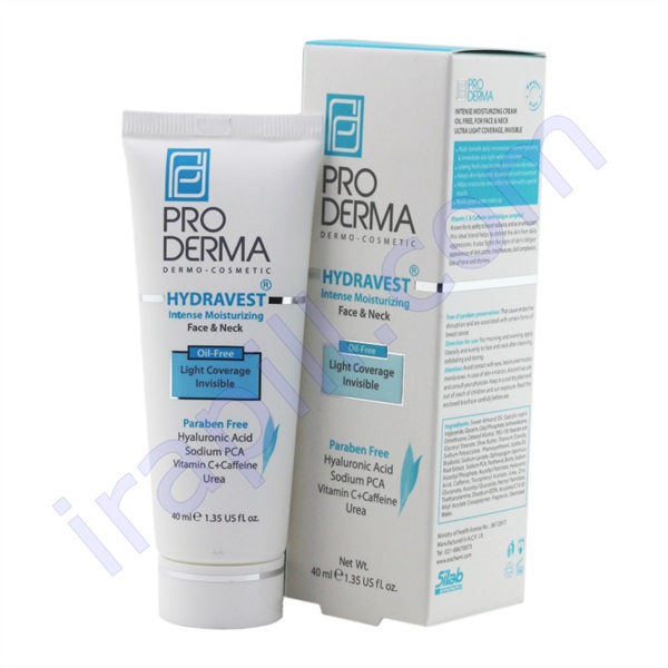 کرم مرطوب کننده قوی صورت و گردن پرودرما بی رنگ 40 میلی لیتر