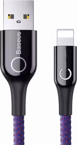 کابل شارژ 1 متری USB به  LIGHTNING باسئوس مدل C-SHAPED LIGHT INTELLIGENT POWER-OFF