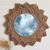 قاب آینه مکرومه بافی دست بافت بهارنارنج