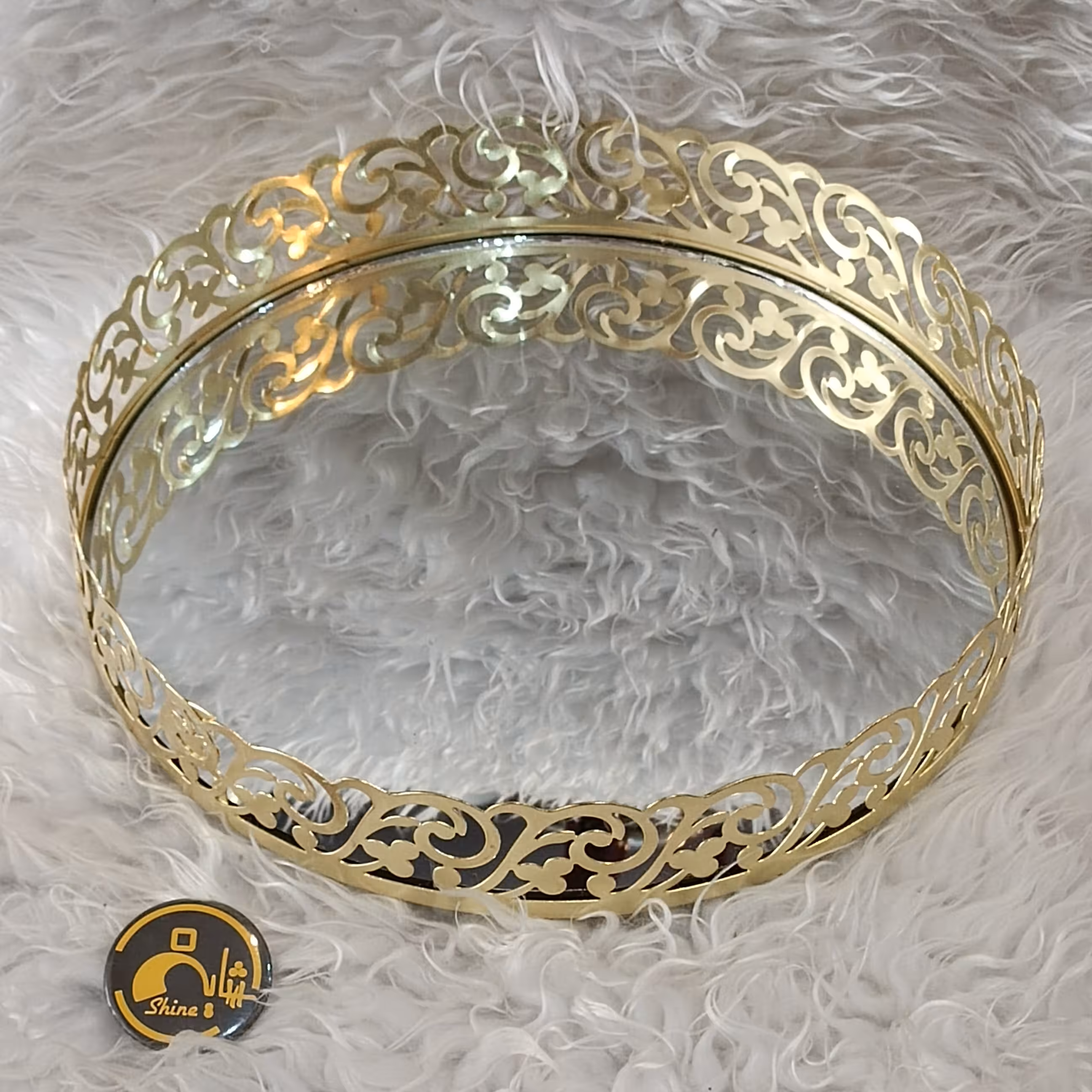 سینی کف آیینه ای لیزری طلایی 