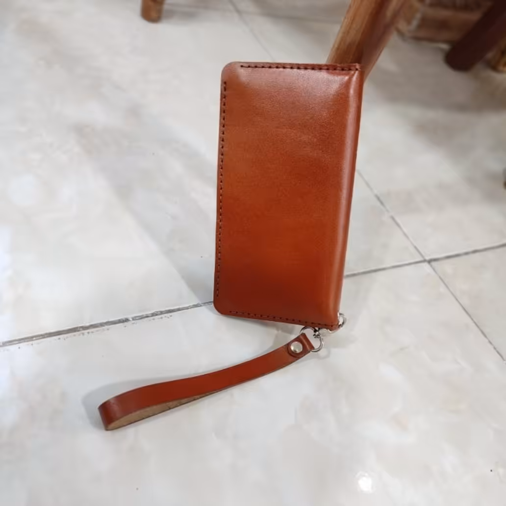 کیف پول بند دار چرم طبیعی دست دوز 