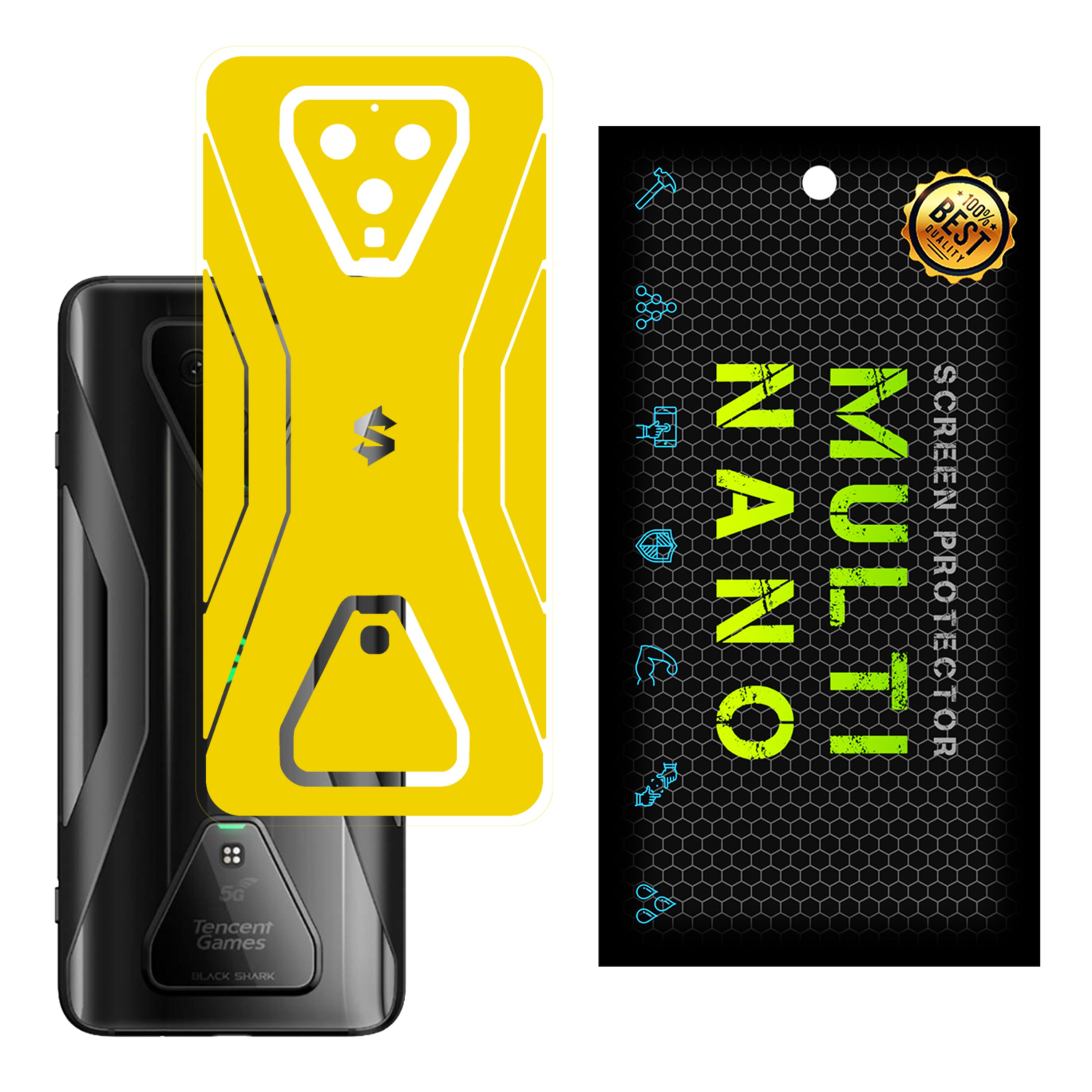 برچسب پوششی MultiNano مدل X-F1M-Yellow برای پشت موبایل Black Shark 3