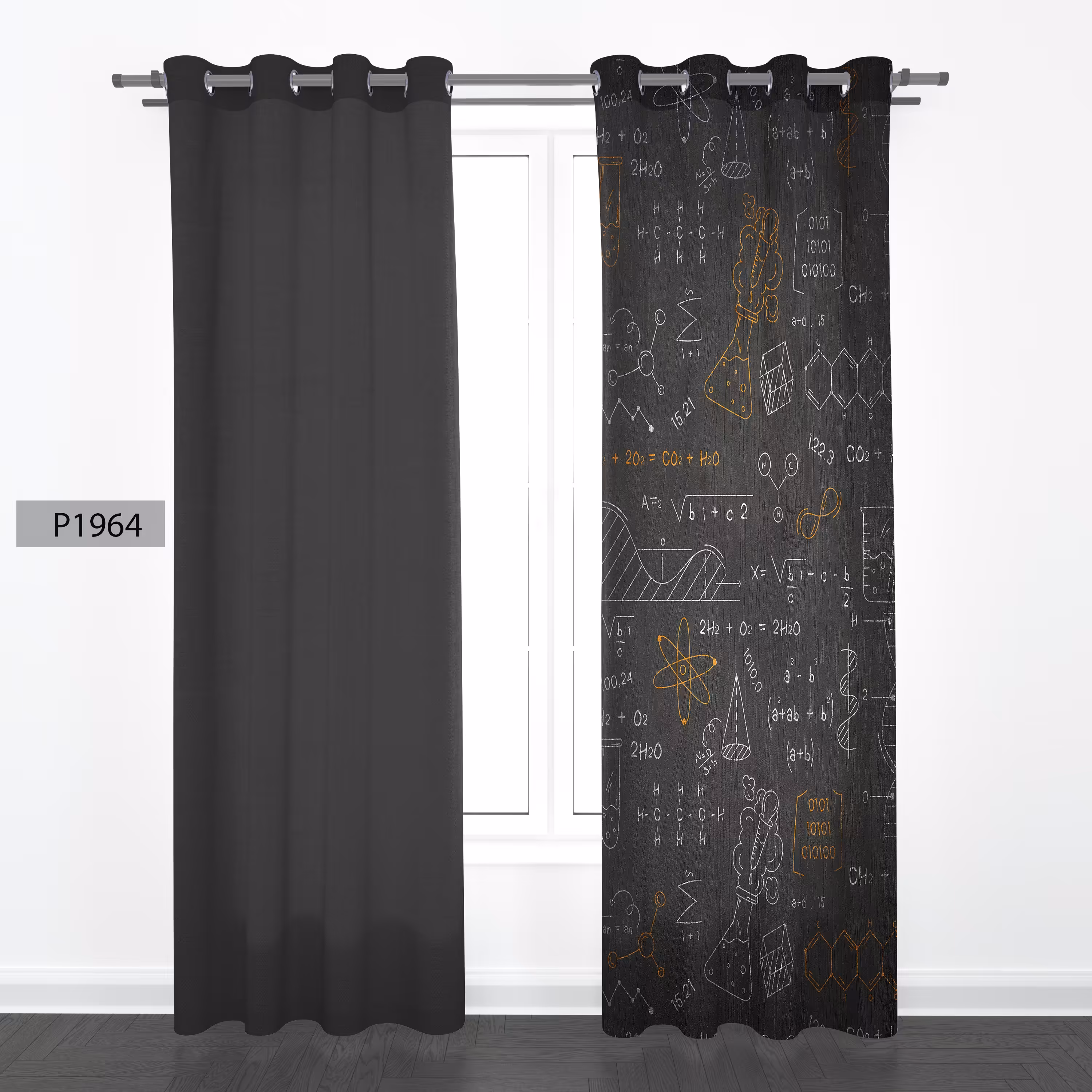 پرده هازان چاپی دو قواره دوخته شده پانچ شده هر قواره عرض 140ارتفاع190کد1964