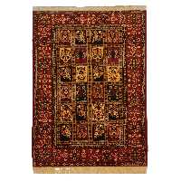 قالیچه دستباف قوچانی ابریشم دار طرح خشتی کد 50102