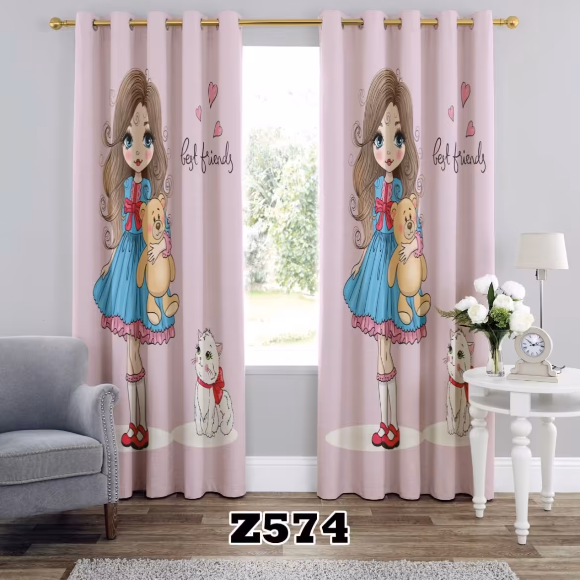 یک عدد پنل پرده اماده طرح دختر پ z574