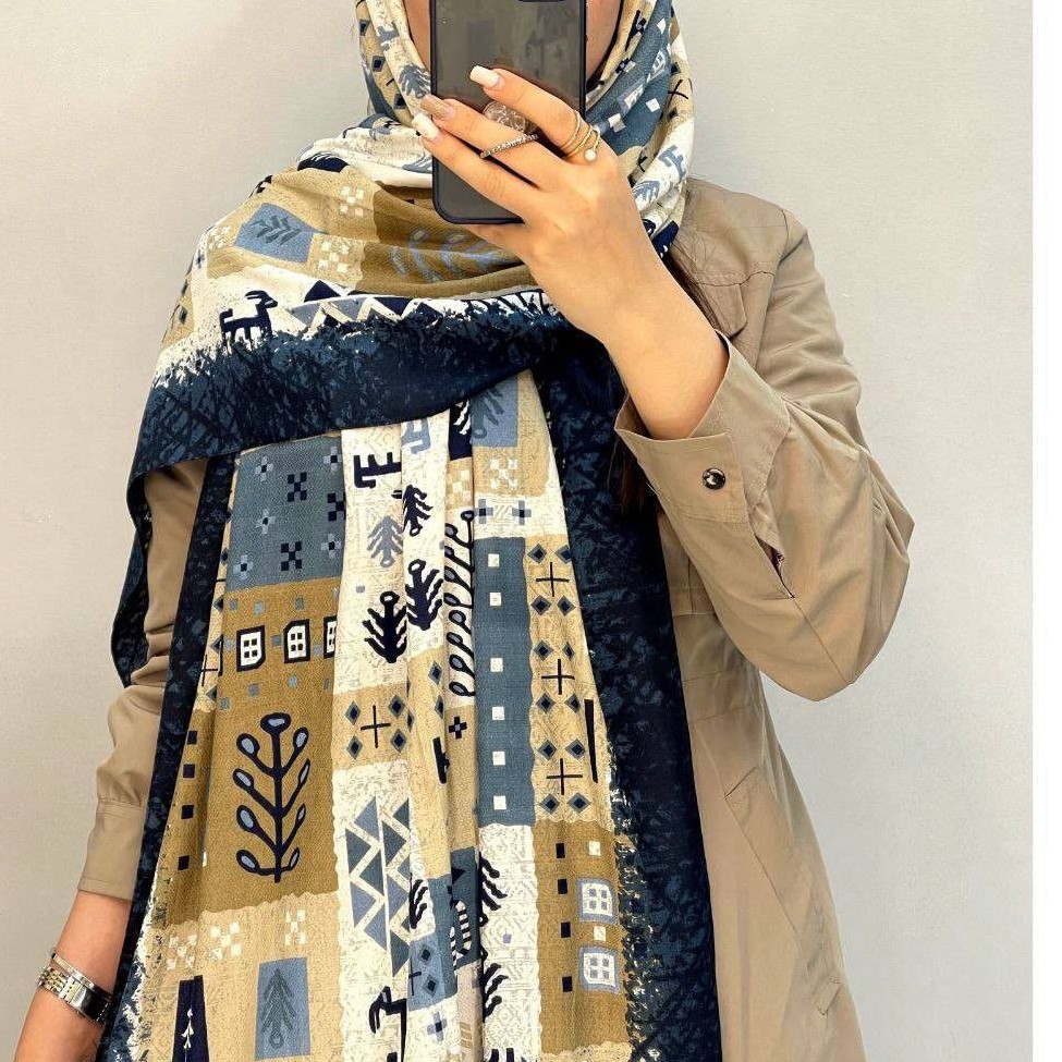 شال نخی پاییزه منگوله دار