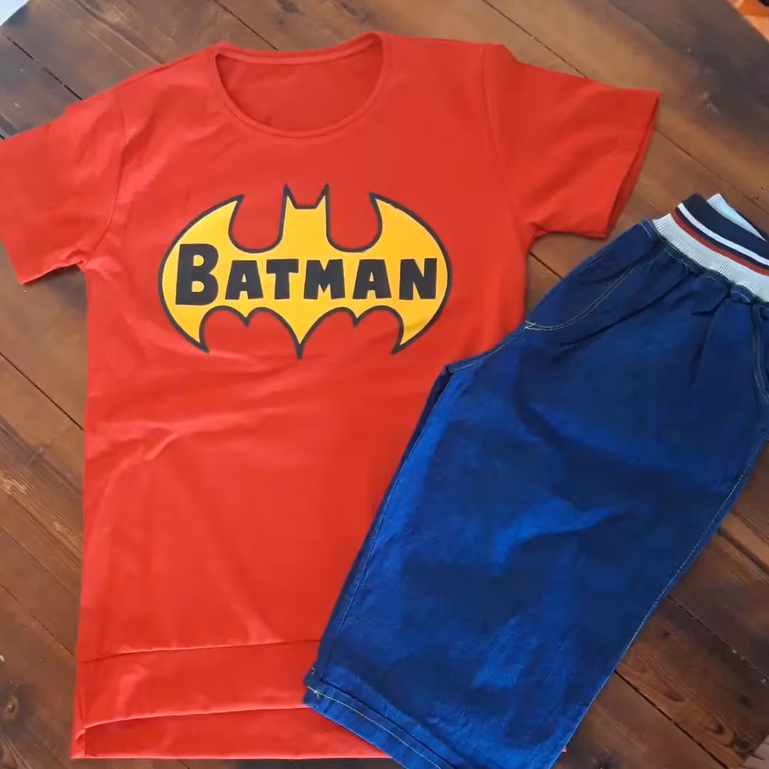 تیشرت شلوارک پسرانه مدل بتمن سایز 50 تا 60