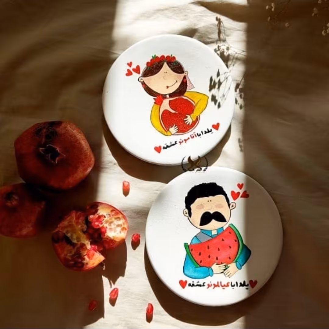 دیوارکوب یلدایی  سفالی در طراحی زیبا کاملا نقاشی شده با دست،ضدآب