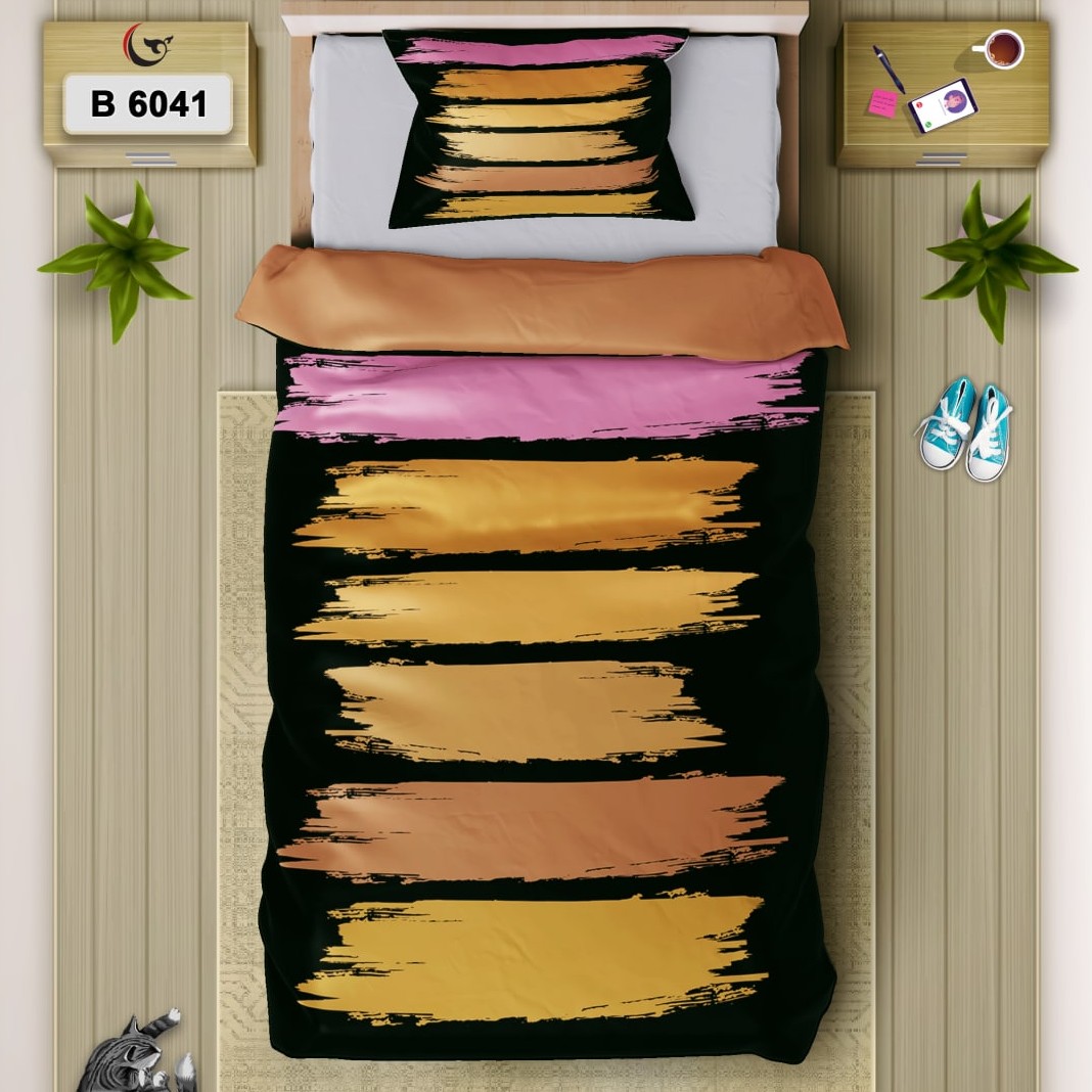 روتختی تک نفره طرح اسپرت جنس میکرو درجه یک رنگ مشکی زرد کد B6041