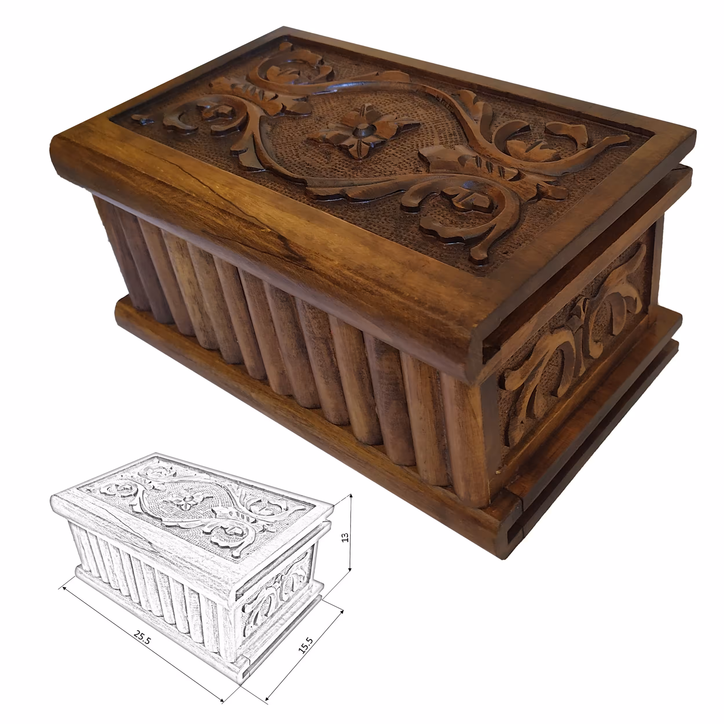 صندوقچه جواهرات قفل دار چوبی 