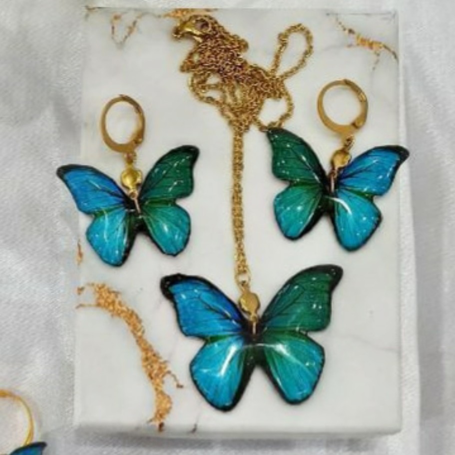 نیم ست پروانه سبزآبی