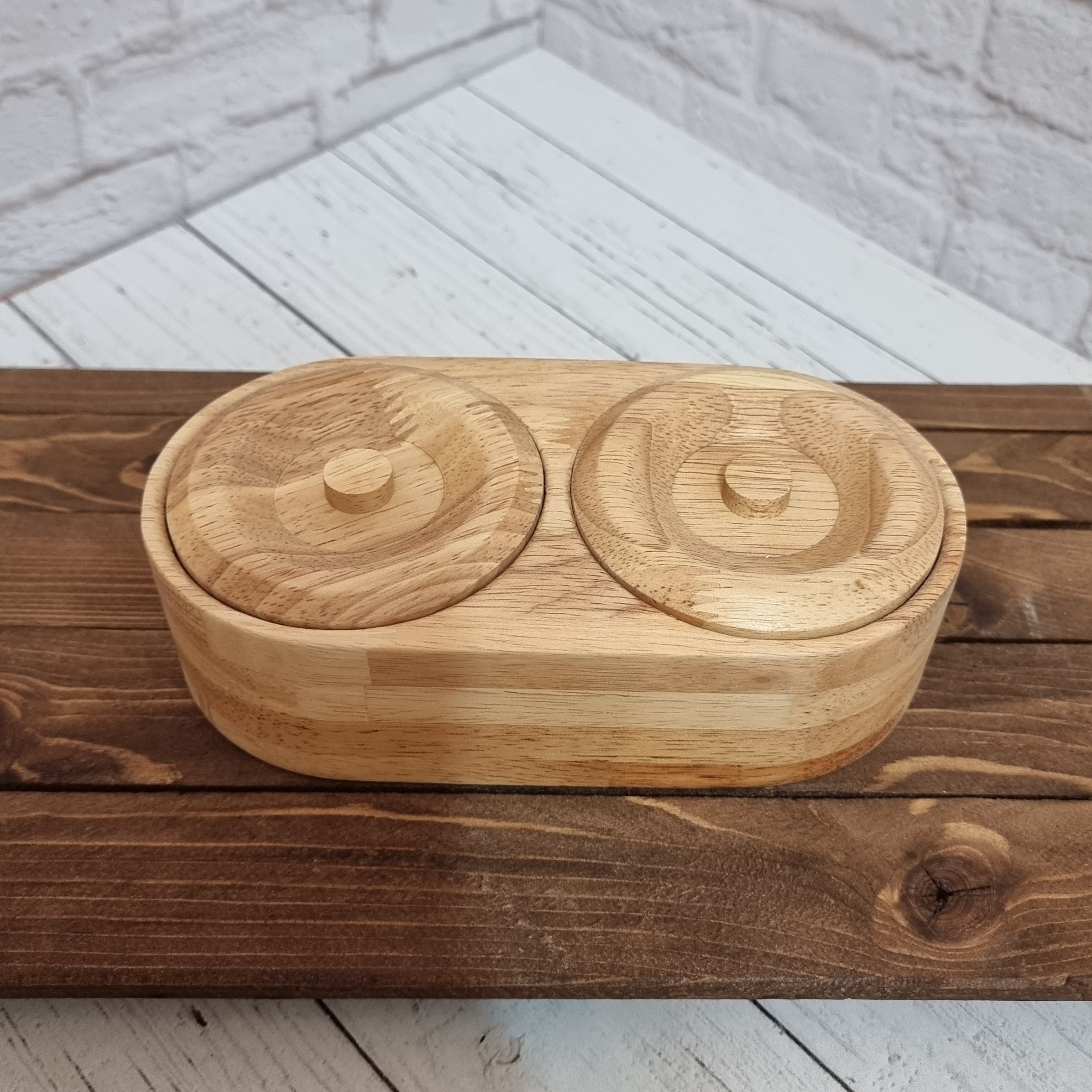 اردوخوری شکلات خوری تنقلات خوری چوبی مدل دو خونه دایره کوچک