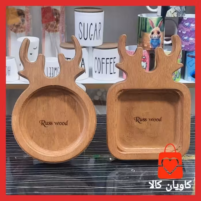 زیر لیوانی مدل چوبی طرح شاخ گوزن