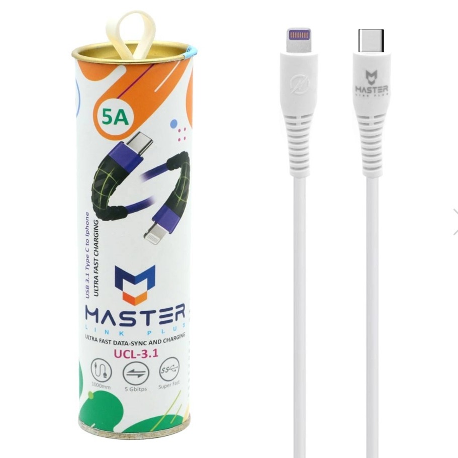 کابل شارژ فست MASTER TYPE-C to lightening مدل UCL-3.1 سفید رنگ 1 متری