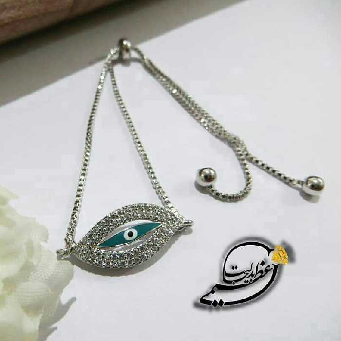 دستبند آسانسوری برند CM از جنس مس و روکش طلا درجه یک طرح چشم نظر