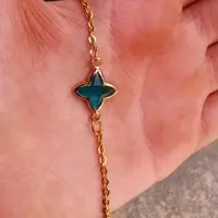 دستبند زنانه تمام استیل دست ساز آبی کریستالی نیل