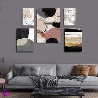 تابلو شاسی بکلیت طرح نقاشی مدرن سبک آبستره مدل SH-1801 مجموعه 5 عددی