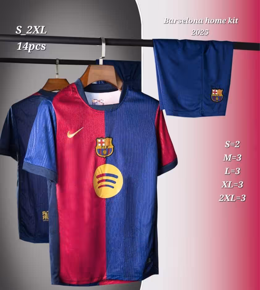 کیت اول بارسلونا فصل 2025-2024 (پیراهن شورت) ورژن هواداری