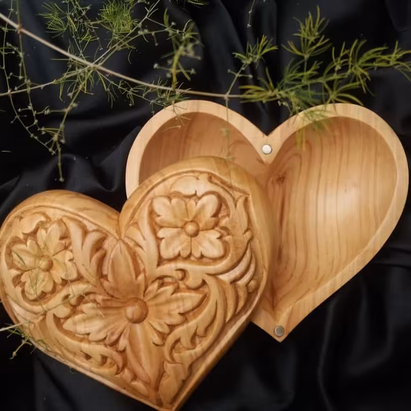 جعبه جواهرات منبتی طرح قلب