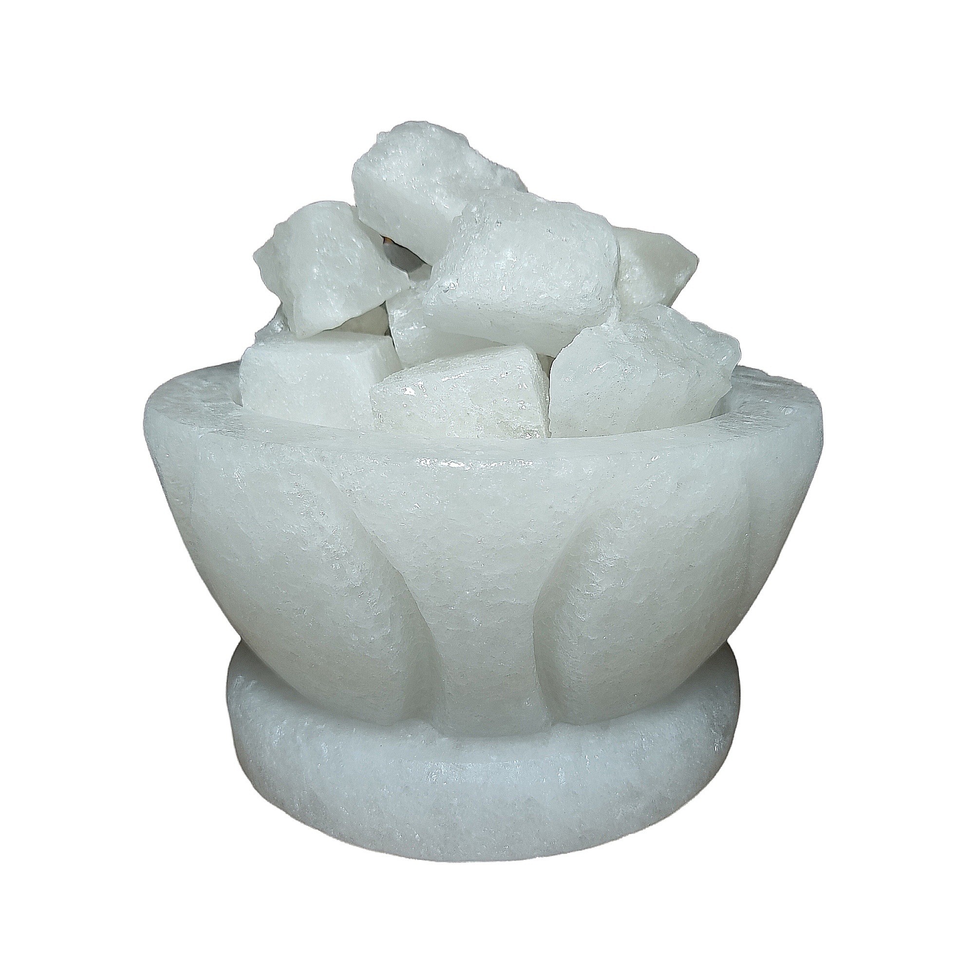 آباژور سنگ نمک  کاسه ای شیاردارپایه سنگی کد416