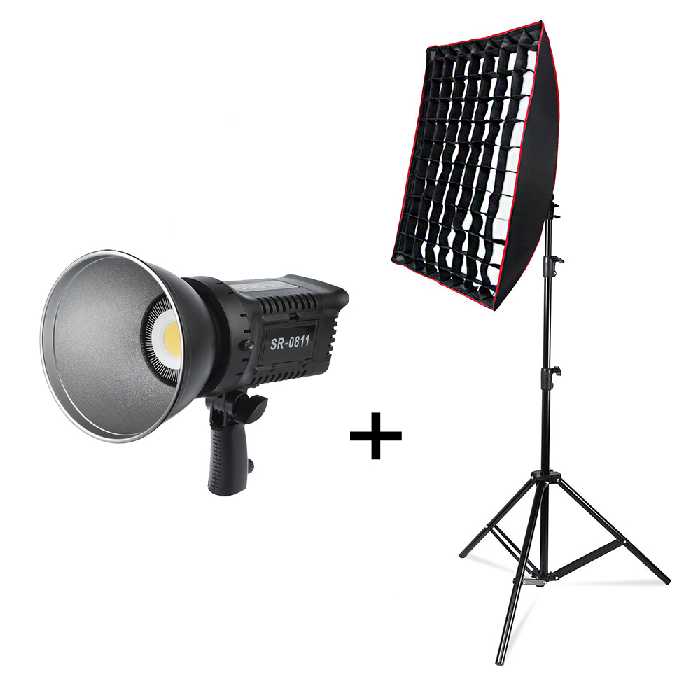 نور ثابت ال ای دی 150W سیرا مدل SR-0811 (کیت دارای سافت‌باکس 50x70 و سه پایه 180)