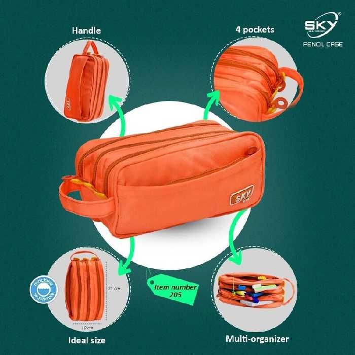 جامدادی پارچه ای چهار زیپ اسکای کد 205