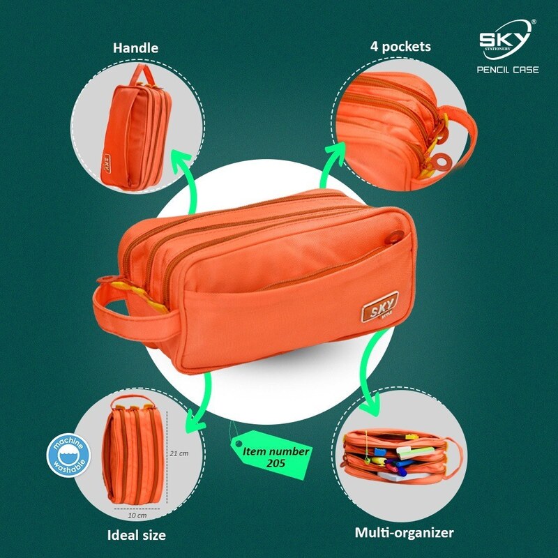 جامدادی پارچه ای چهار زیپ اسکای کد 205