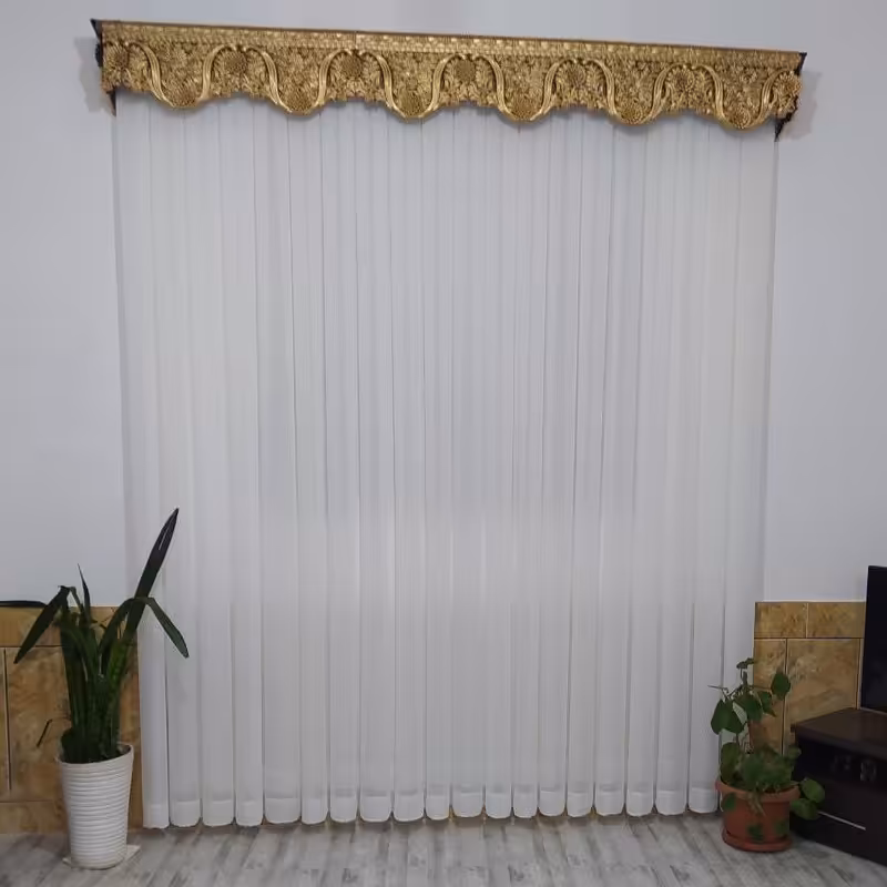 پرده حریر ساده 1.5 متر (مناسب عرض 50 سانتی متر) دوخت پلیسه آماده نصب