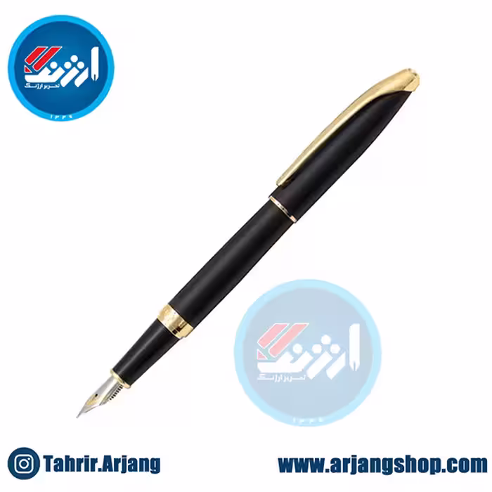 خودنویس یوروپن مدل RING مشکی مات گیره زرد
