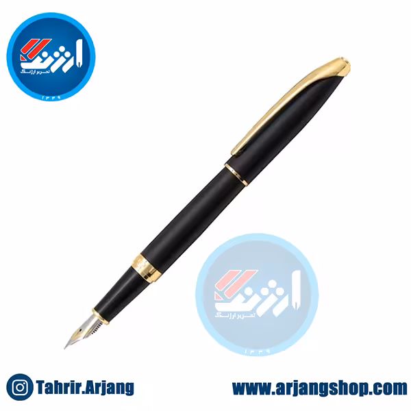 خودنویس یوروپن مدل RING مشکی مات گیره زرد