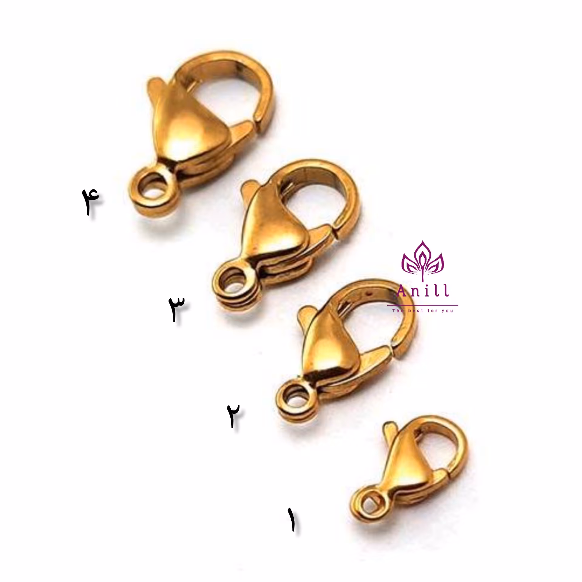 پک 10 عددی قفل طوطی استیل‌  طلایی 