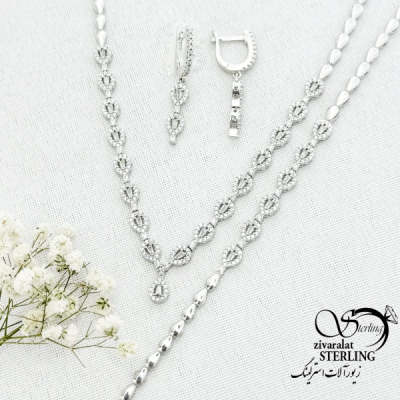 سرویس نقره جواهری عیار925 نگین دار کد 15368