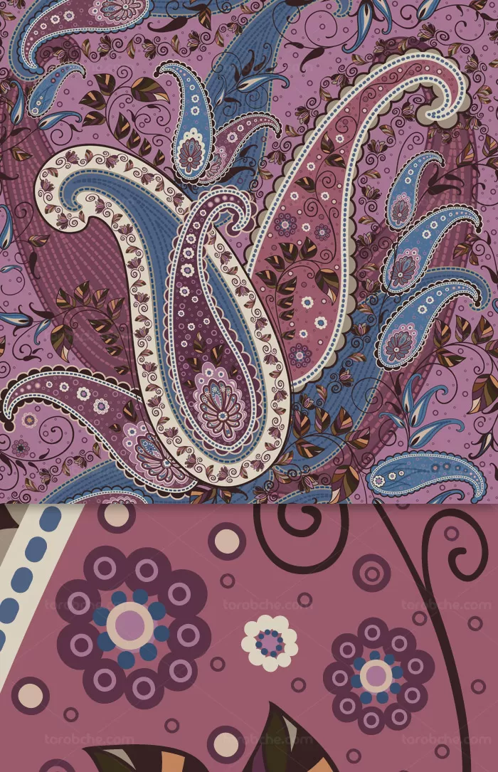 وکتور طرح پترن بته جغه ای بسیار زیبا با نقوش سنتی | گرافیک با طعم تربچه