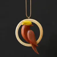 گردنبند چوبی پرنده عروس هلندی با سه نوع چوب