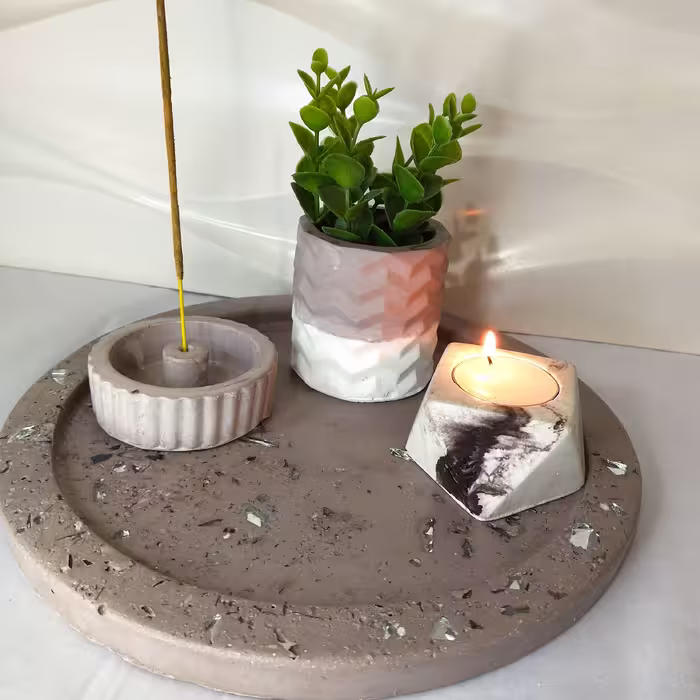 اکسسوری بتنی طرح موزاییکی آینه ای 